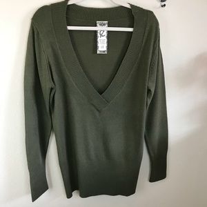 Olive Green V Neck Sweater!